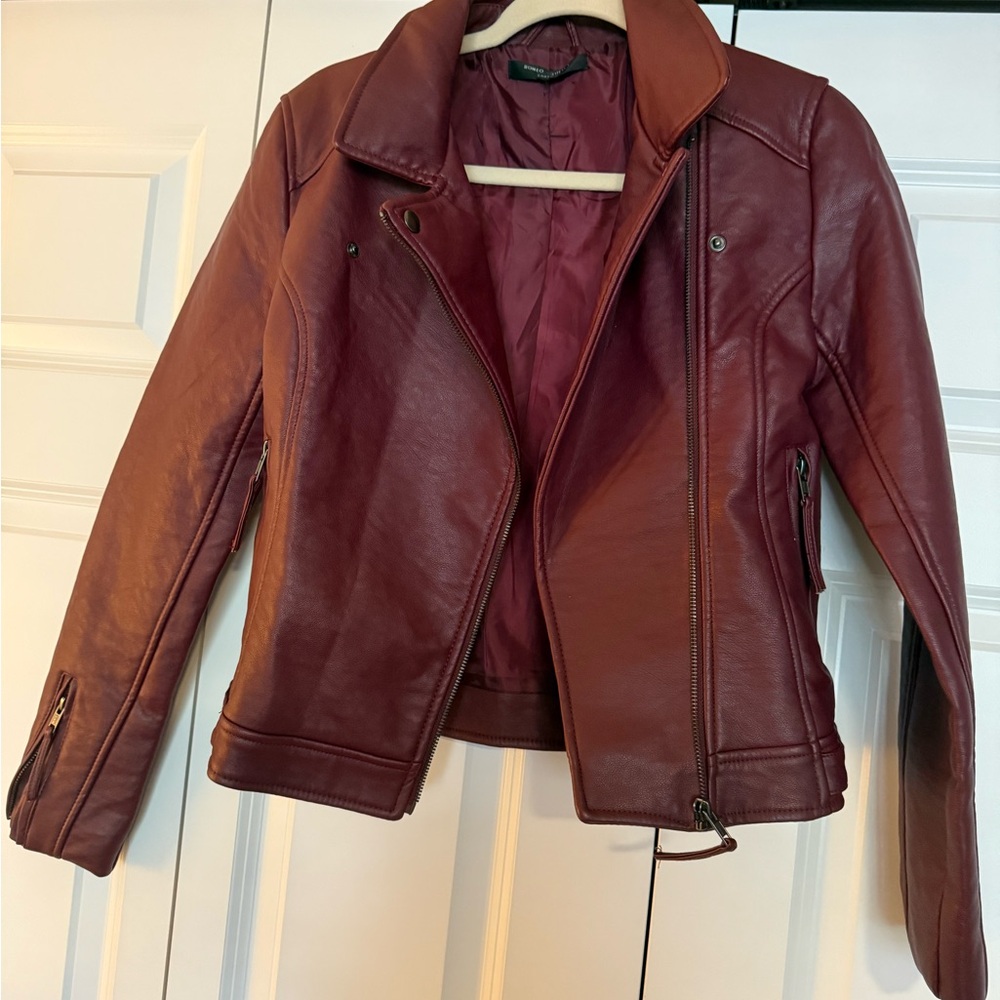 Romeo & Juliet Couture Maroon Faux Leather Jacket